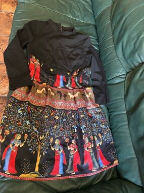 Vibrant Indian theme print dress on black background